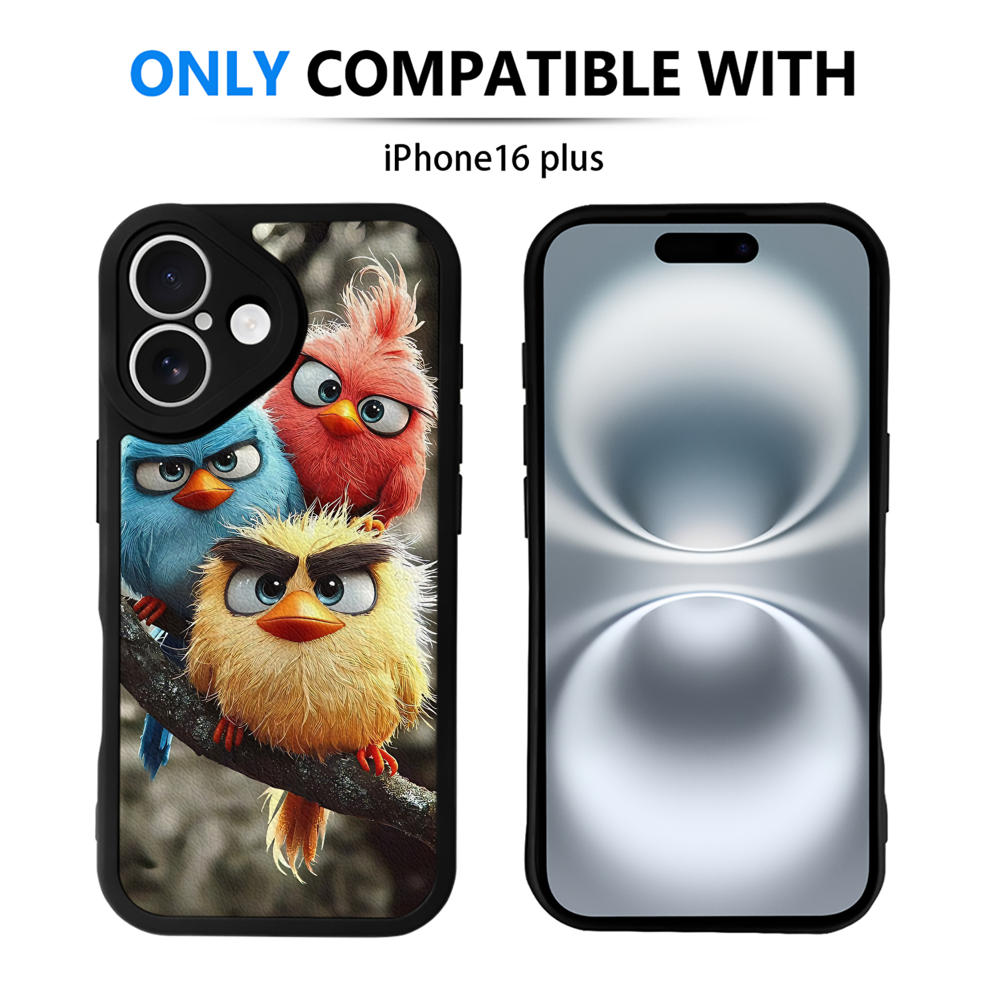 （画像用） Angry Birds アングリーバード 【iPhone 16シリーズ対応】シリコンスマホケース（レザー調） 材質：シリコン
